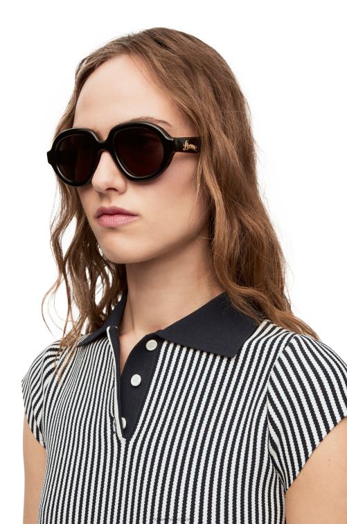 negro gafas de sol estilo aviador en acetato Loewe R8J8Z1485 mujer