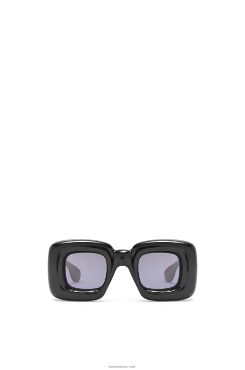 negro gafas de sol infladas rectangulares de nailon Loewe R8J8Z1470 mujer