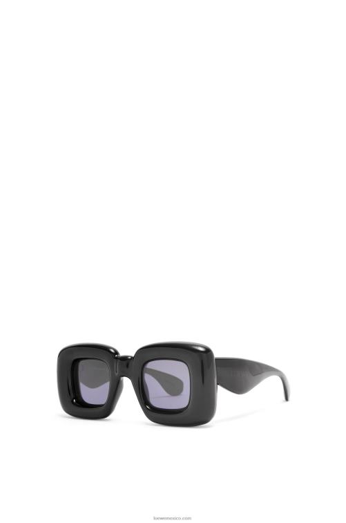 negro gafas de sol infladas rectangulares de nailon Loewe R8J8Z1470 mujer