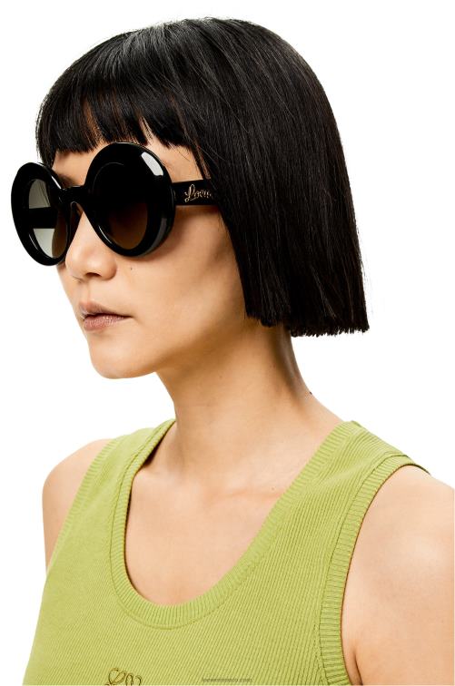 negro gafas de sol redondas oversize de acetato Loewe R8J8Z1481 mujer