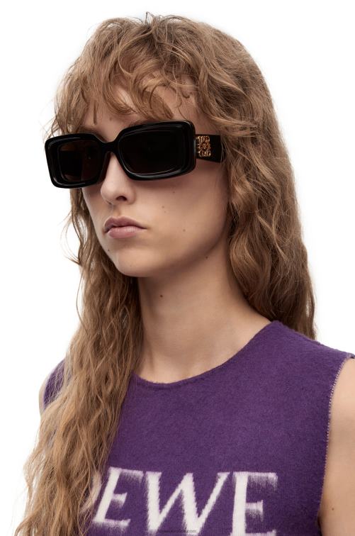 negro lentes de sol rectangulares en acetato Loewe R8J8Z1426 mujer