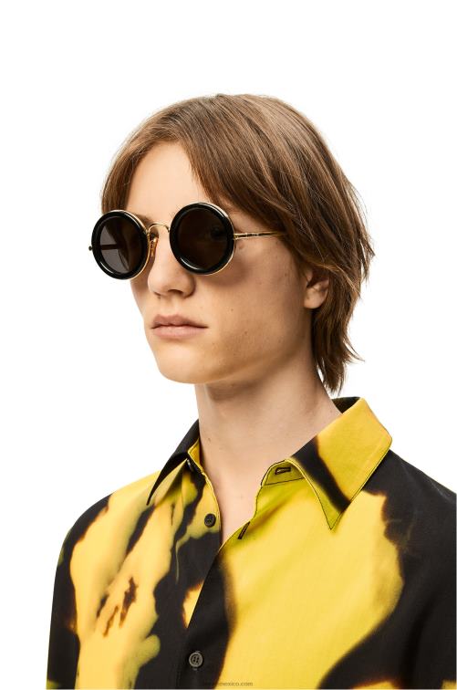 oro negro gafas de sol redondas de acetato Loewe R8J8Z1494 mujer