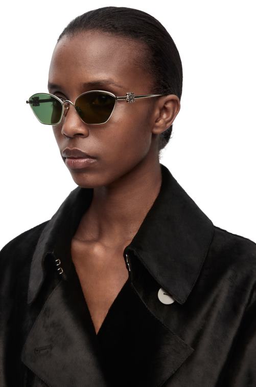 verde oscuro Gafas de sol hexagonales con anagrama en metal Loewe R8J8Z1446 mujer