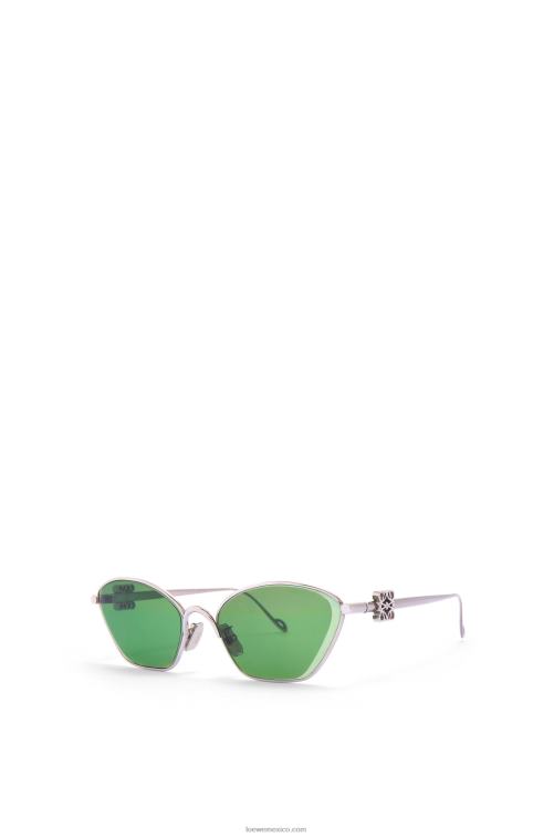 verde oscuro Gafas de sol hexagonales con anagrama en metal Loewe R8J8Z1446 mujer