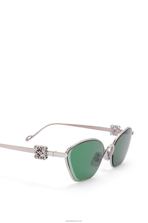 verde oscuro Gafas de sol hexagonales con anagrama en metal Loewe R8J8Z1446 mujer