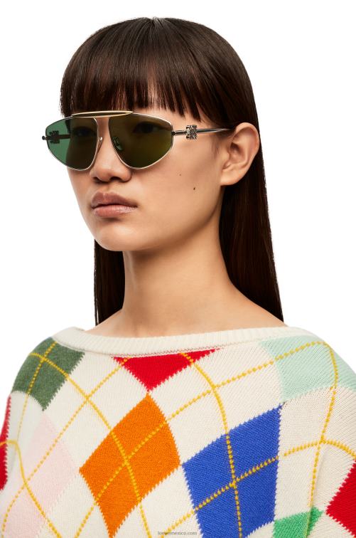 verde oscuro spoiler nuevas gafas de sol de aviador en metal Loewe R8J8Z1449 mujer