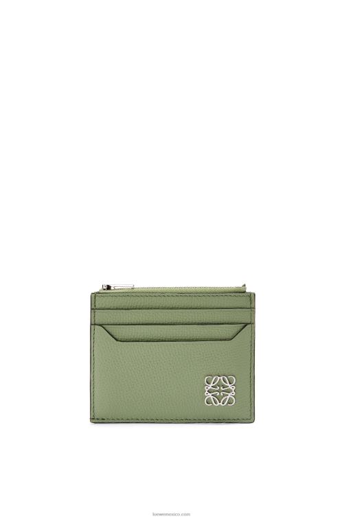 Romero tarjetero cuadrado con anagrama y cremallera de piel de becerro granulada Loewe R8J8Z1398 mujer