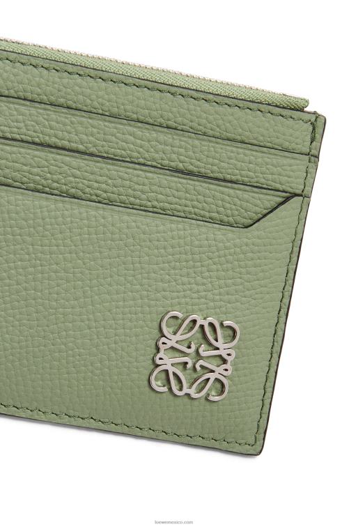 Romero tarjetero cuadrado con anagrama y cremallera de piel de becerro granulada Loewe R8J8Z1398 mujer