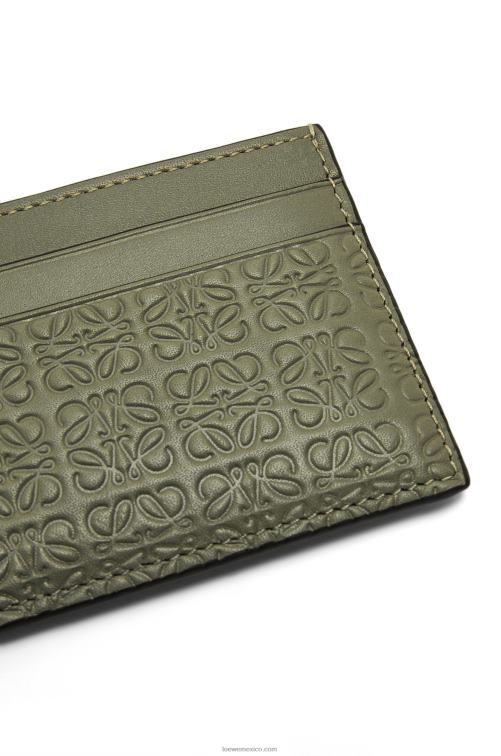 aguacate verde repetido tarjetero liso de piel de becerro de seda repujada Loewe R8J8Z1376 mujer
