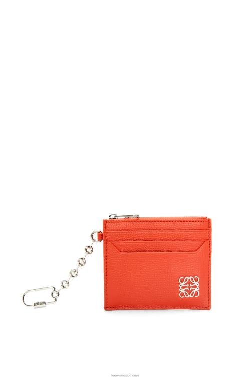 amanecer naranja tarjetero con llave cuadrada y anagrama de piel de becerro granulada Loewe R8J8Z1324 mujer