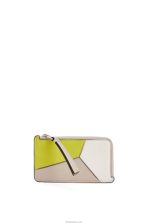 amarillo lima/avena claro tarjetero puzzle coin de piel de becerro clásica Loewe R8J8Z1347 mujer