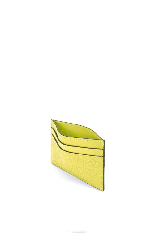 amarillo lima repetido tarjetero liso de piel de becerro de seda repujada Loewe R8J8Z1401 mujer