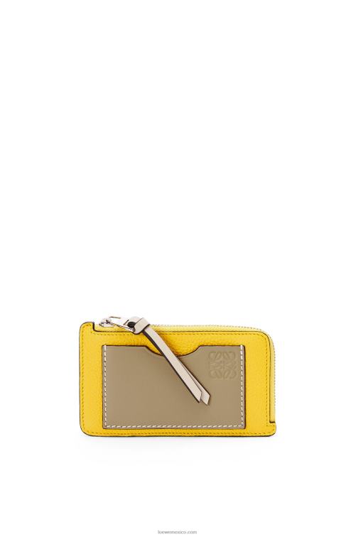 amarillo/verde arcilla tarjetero con monedas de piel de becerro granulada suave Loewe R8J8Z1394 mujer