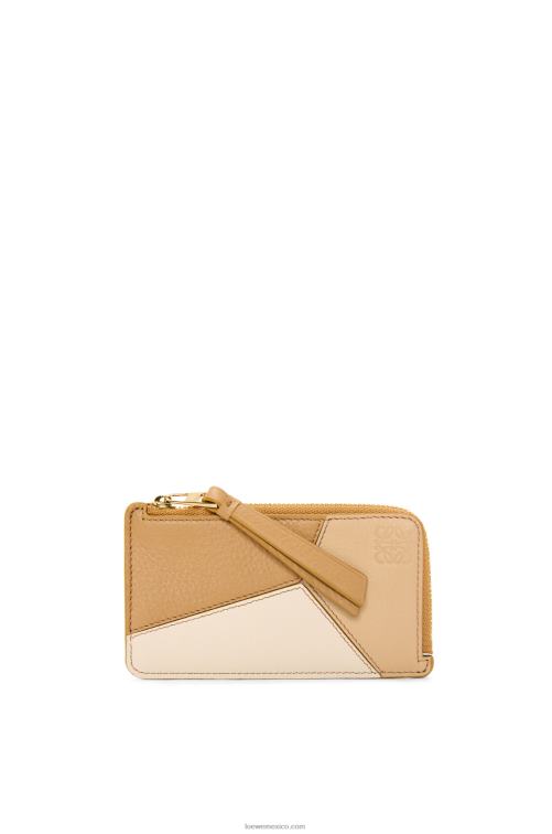 angora/beige empolvado tarjetero puzzle coin de piel de becerro clásica Loewe R8J8Z1326 mujer
