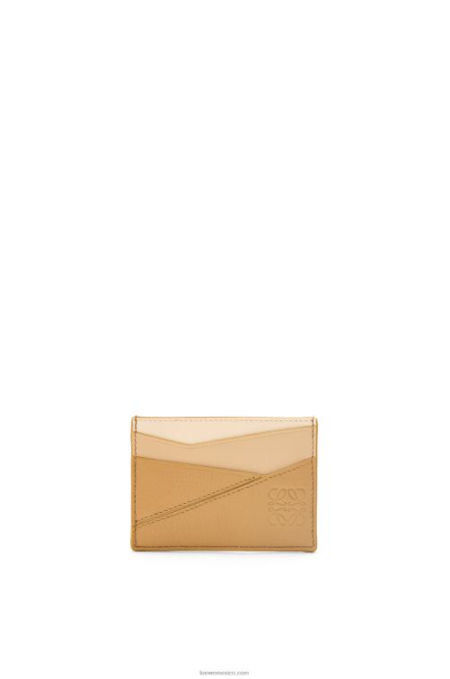 angora/beige empolvado tarjetero puzzle liso de piel de becerro clásica Loewe R8J8Z1328 mujer