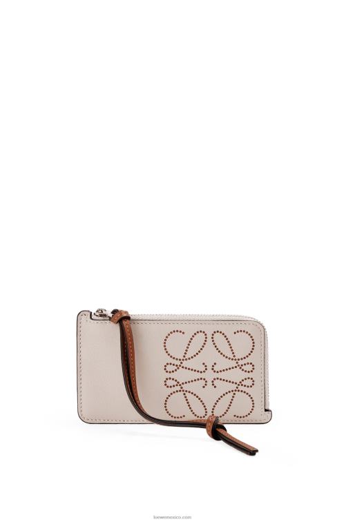 avena claro/bronceado tarjetero con monedas de la marca en piel de becerro clásica Loewe R8J8Z1407 mujer