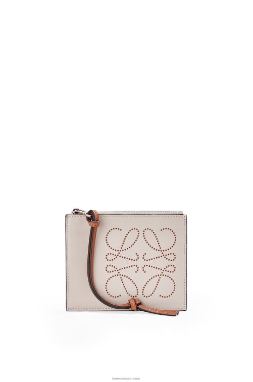 avena claro/bronceado tarjetero con monedas de la marca en piel de becerro clásica Loewe R8J8Z1420 mujer