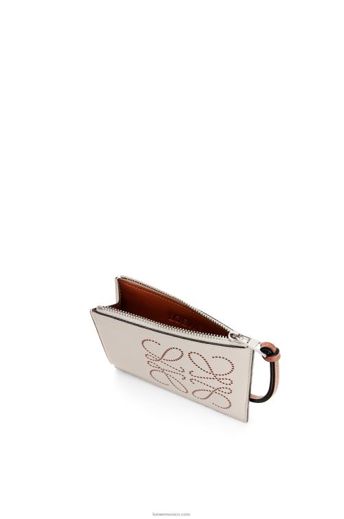 avena claro/bronceado tarjetero con monedas de la marca en piel de becerro clásica Loewe R8J8Z1420 mujer