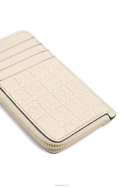 avena ligera tarjetero con motivo de monedas de piel de becerro de seda repujada Loewe R8J8Z1345 mujer