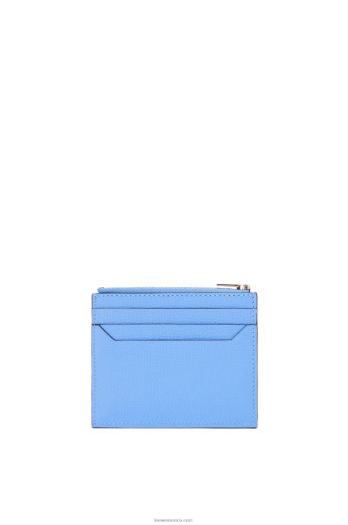 azul celestino tarjetero cuadrado con anagrama y cremallera de piel de becerro granulada Loewe R8J8Z1413 mujer