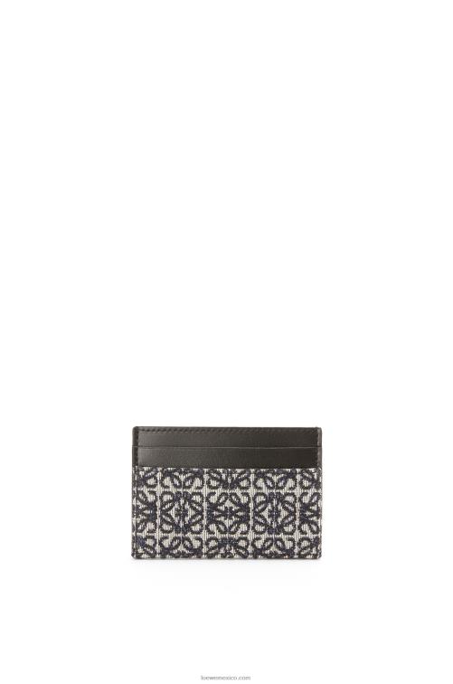 azul marino/negro tarjetero liso de jacquard y piel de becerro Loewe R8J8Z1419 mujer