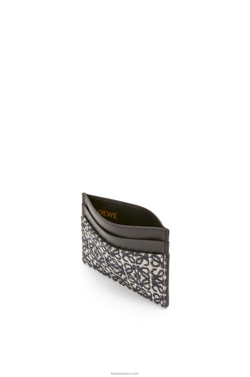 azul marino/negro tarjetero liso de jacquard y piel de becerro Loewe R8J8Z1419 mujer