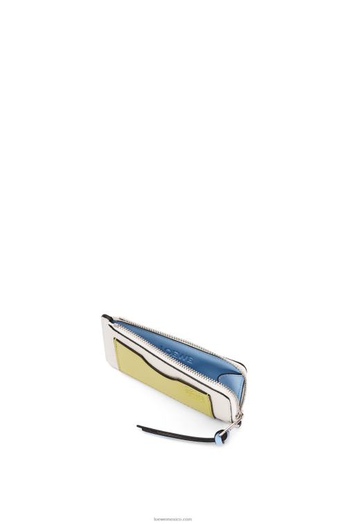 blanco suave/amarillo lima tarjetero con monedas de piel de becerro granulada suave Loewe R8J8Z1416 mujer