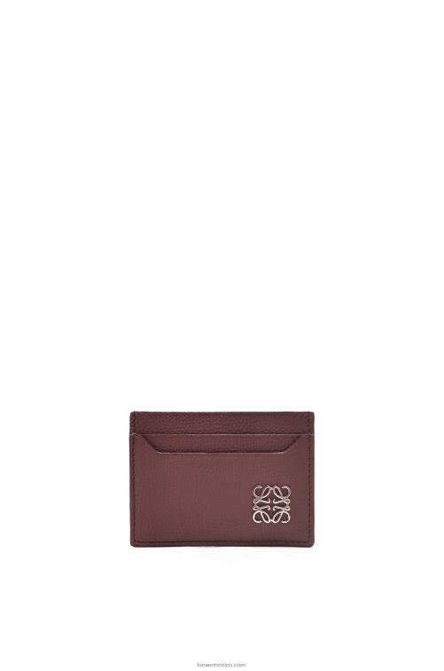 borgoña tarjetero liso con anagrama de piel de becerro granulada Loewe R8J8Z1358 mujer