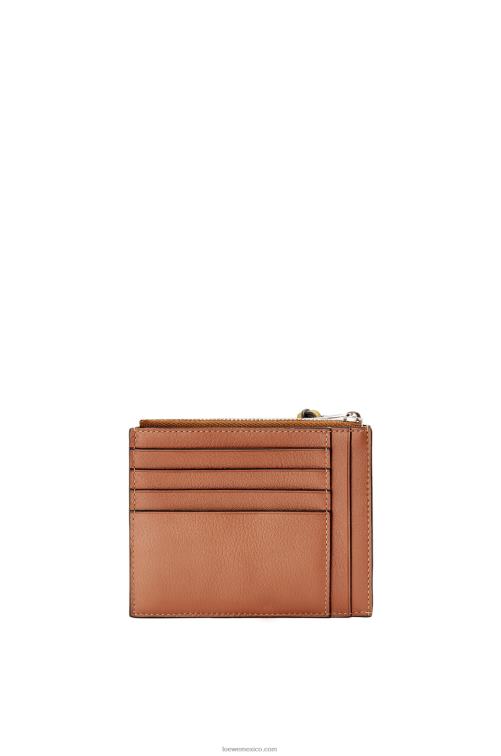 bronceado/ocre tarjetero con monedas de la marca en piel de becerro clásica Loewe R8J8Z1392 mujer