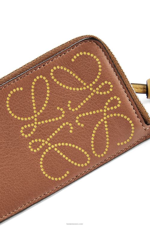 bronceado/ocre tarjetero con monedas de la marca en piel de becerro clásica Loewe R8J8Z1418 mujer
