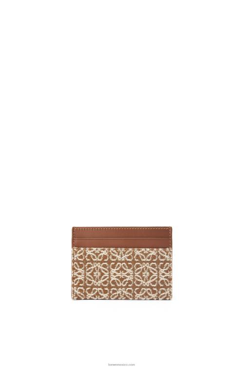 bronceado/pacana tarjetero liso de jacquard y piel de becerro Loewe R8J8Z1391 mujer