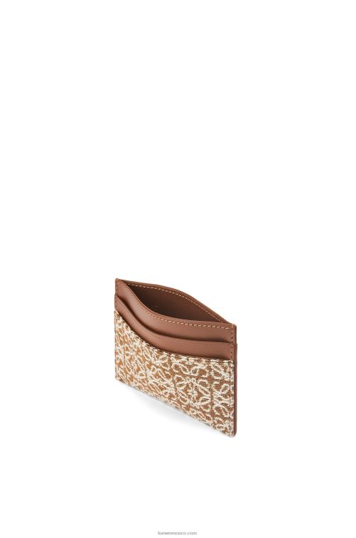 bronceado/pacana tarjetero liso de jacquard y piel de becerro Loewe R8J8Z1391 mujer