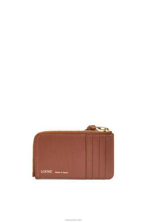 bronceado/pacana tarjetero monedero de jacquard y piel de becerro Loewe R8J8Z1389 mujer