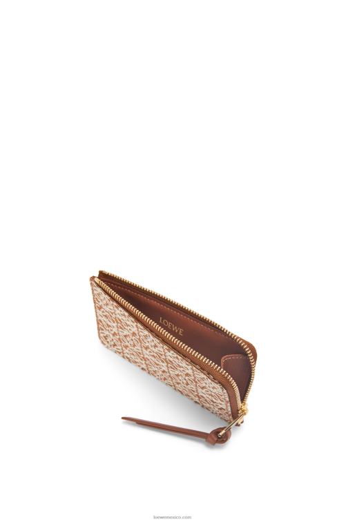 bronceado/pacana tarjetero monedero de jacquard y piel de becerro Loewe R8J8Z1389 mujer