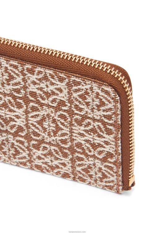bronceado/pacana tarjetero monedero de jacquard y piel de becerro Loewe R8J8Z1389 mujer