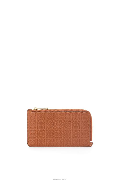 broncearse tarjetero con motivo de monedas de piel de becerro de seda repujada Loewe R8J8Z1411 mujer