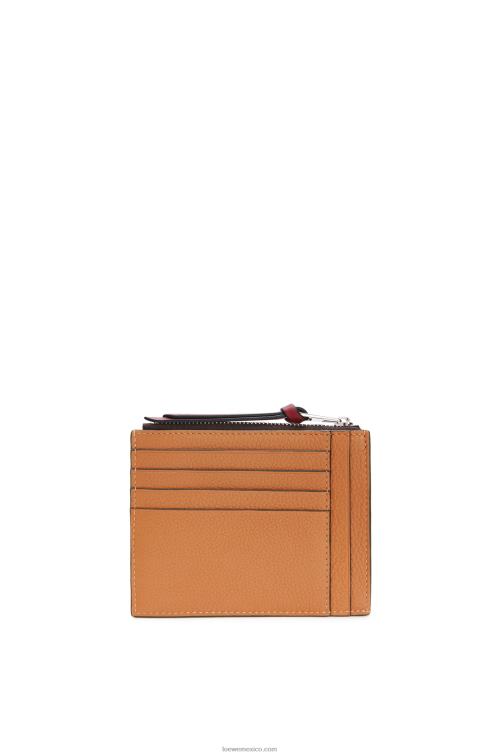 caramelo claro/pacana tarjetero grande con monedas de suave piel de becerro granulada Loewe R8J8Z1385 mujer