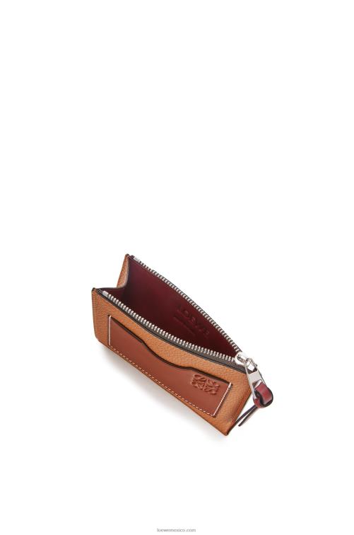 caramelo claro/pacana tarjetero grande con monedas de suave piel de becerro granulada Loewe R8J8Z1385 mujer