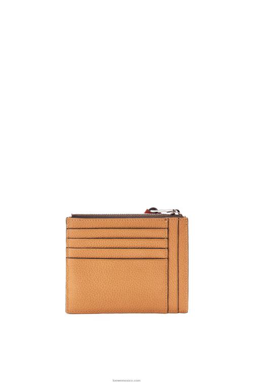 caramelo claro/pacana tarjetero grande con monedas de suave piel de becerro granulada Loewe R8J8Z1385 mujer