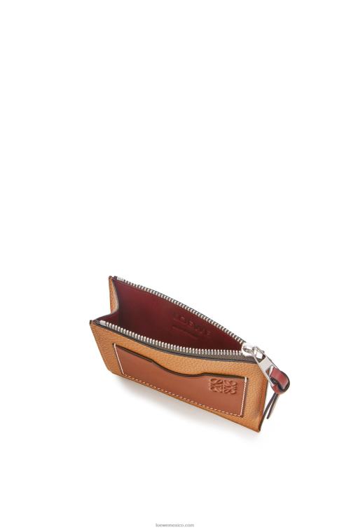 caramelo claro/pacana tarjetero grande con monedas de suave piel de becerro granulada Loewe R8J8Z1385 mujer