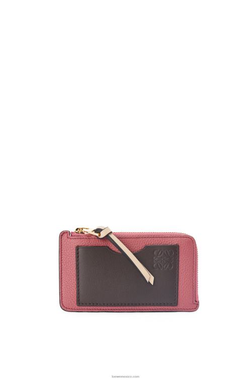 ciruela/chocolate tarjetero con monedas de piel de becerro granulada suave Loewe R8J8Z1395 mujer