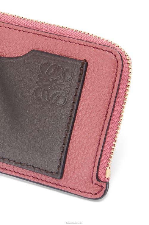 ciruela/chocolate tarjetero con monedas de piel de becerro granulada suave Loewe R8J8Z1395 mujer