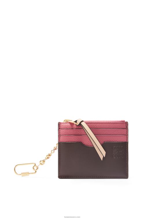 ciruela/chocolate tarjetero cuadrado de suave piel de becerro graneada con cadena Loewe R8J8Z1379 mujer