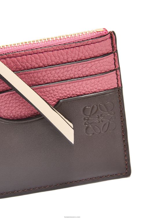 ciruela/chocolate tarjetero cuadrado de suave piel de becerro graneada con cadena Loewe R8J8Z1379 mujer