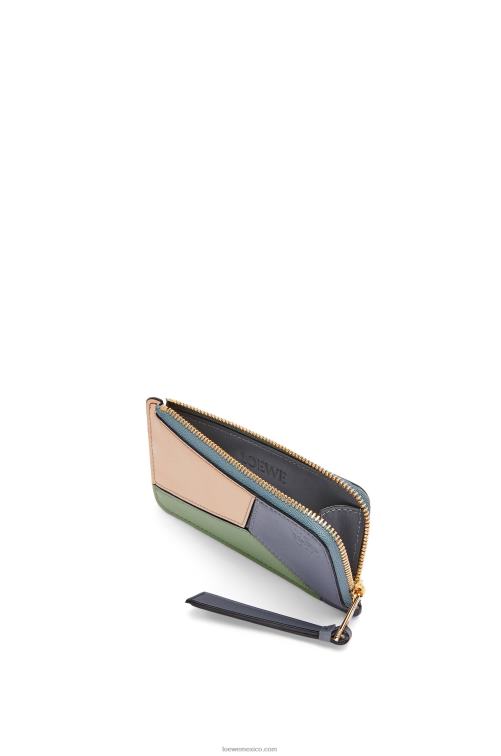 gris asfalto/nude tarjetero puzzle coin de piel de becerro clásica Loewe R8J8Z1409 mujer