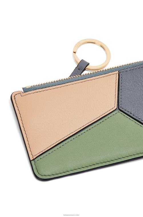 gris asfalto/nude tarjetero puzzle coin de piel de becerro clásica Loewe R8J8Z1409 mujer
