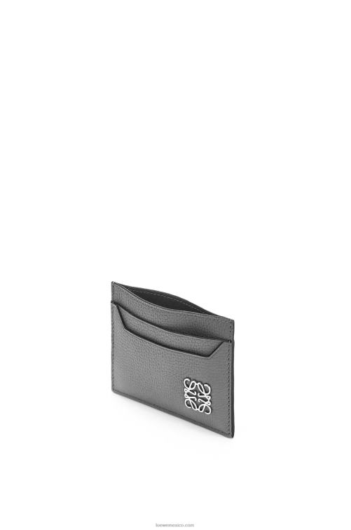 gris asfalto tarjetero liso con anagrama de piel de becerro granulada Loewe R8J8Z1372 mujer
