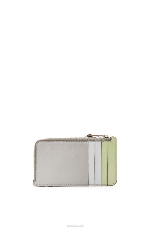 gris ceniza/celadón claro tarjetero puzzle coin de piel de becerro clásica Loewe R8J8Z1348 mujer