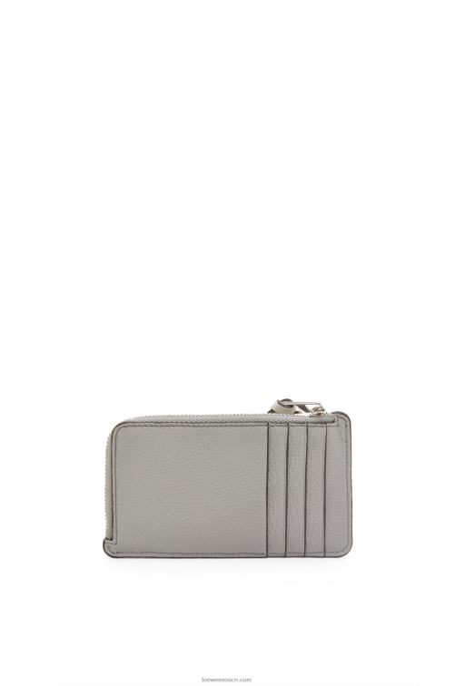 gris perla/verde pálido claro tarjetero con monedas de piel de becerro granulada suave Loewe R8J8Z1336 mujer