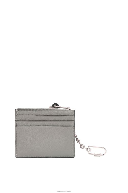 gris perla/verde pálido claro tarjetero cuadrado de suave piel de becerro graneada con cadena Loewe R8J8Z1366 mujer